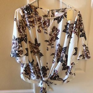 Tie front floral blouse